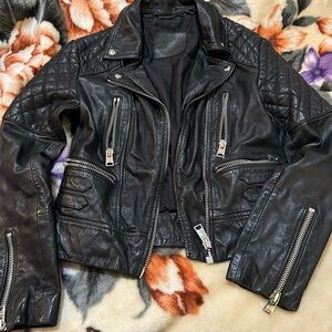 All Saints Black Leather Biker Jacket